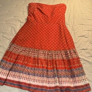 Banana Republic Red Floral Strapless Dress